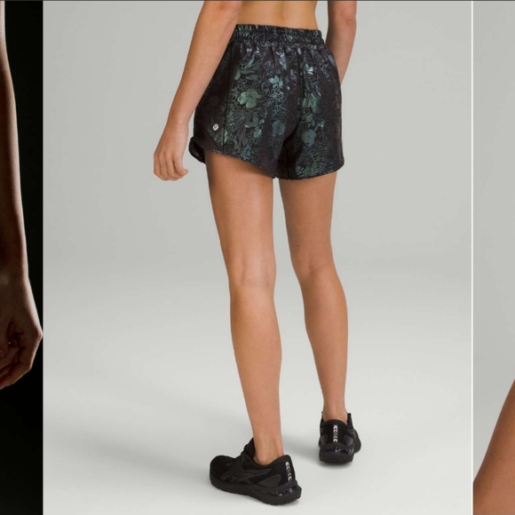 NWOT Lululemon Hotty Hot Lined Short 4", 6 Logo Flourish Black Iridescent Foil - Picture 3 of 10